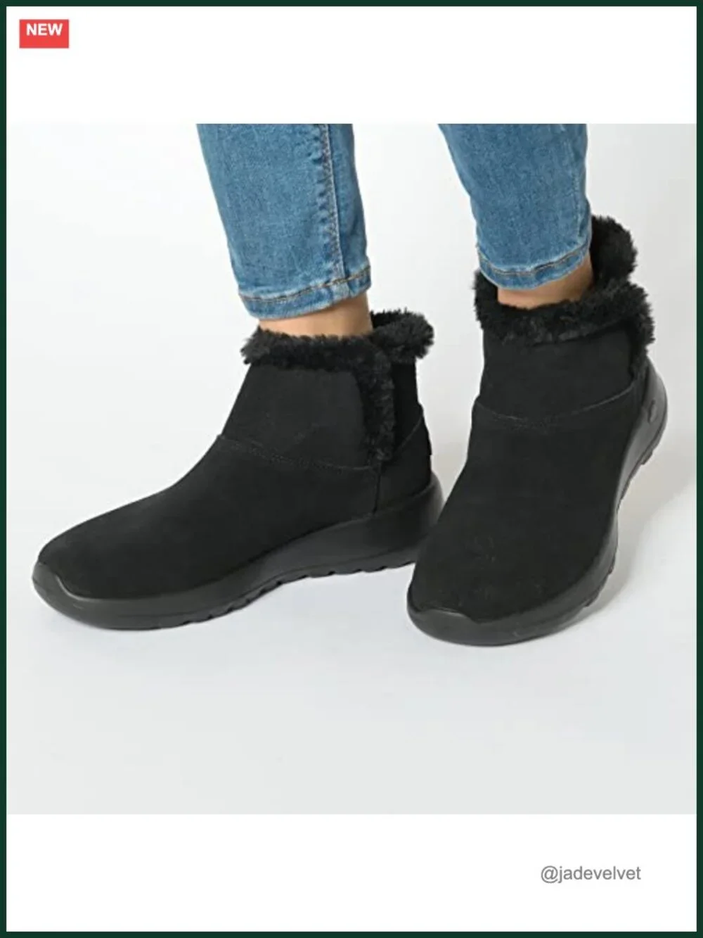 Skechers On-The-Go Joy Suede Ankle Boot with Faux Fur Trim